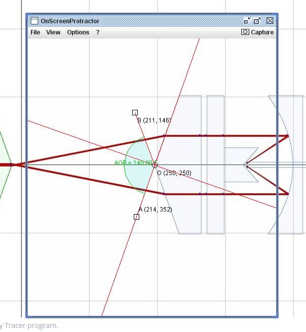 My measurement using the OnScreenProtractor and the Eksma method.