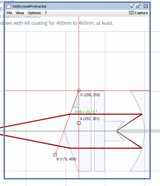 My measurement of the apex angle of the axicons I'll use in the handheld laser wire stripper project using the OnScreenProtractor, and the Thorlabs measurement method.