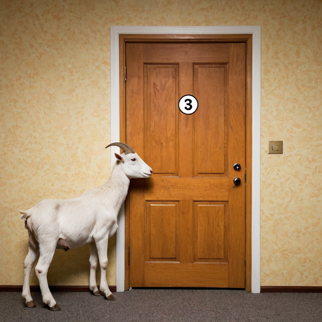 The Monty Hall Puzzle goat behind door 3.